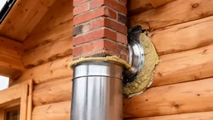 Przejście komina przez ścianę drewnianą