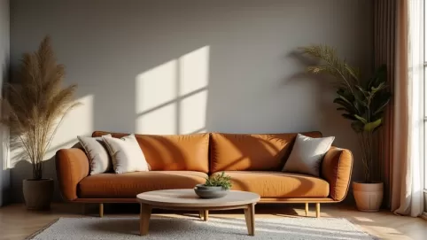 Szare ściany brązowe meble jakie dodatki